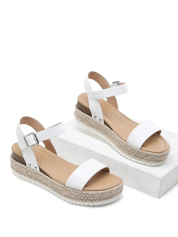 Women's Platform Sandals Open Toes, Espadrille One-Strap Comfortable And Versatile Ankle Straps, Summer Vacation Commuting Wedge Sandals