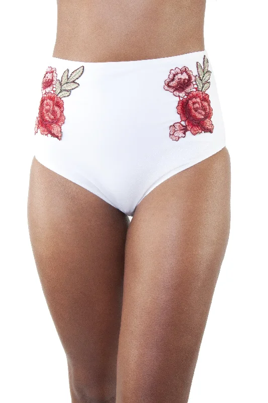 Neon - colored bikini to stand out on the beachEmbroidered High Waist Bikini Brief White