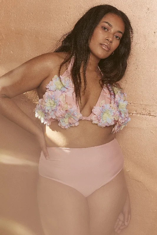 Plus - size bikini with full - coverage options for comfort and confidenceWolf & Whistle Peonie Peach High Waist Bikini Brief Curve