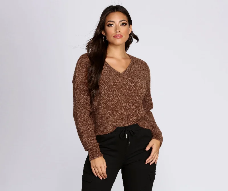 Pocket - Equipped Women Long Sleeve Top for Added FunctionalityCozy In Chenille Sweater