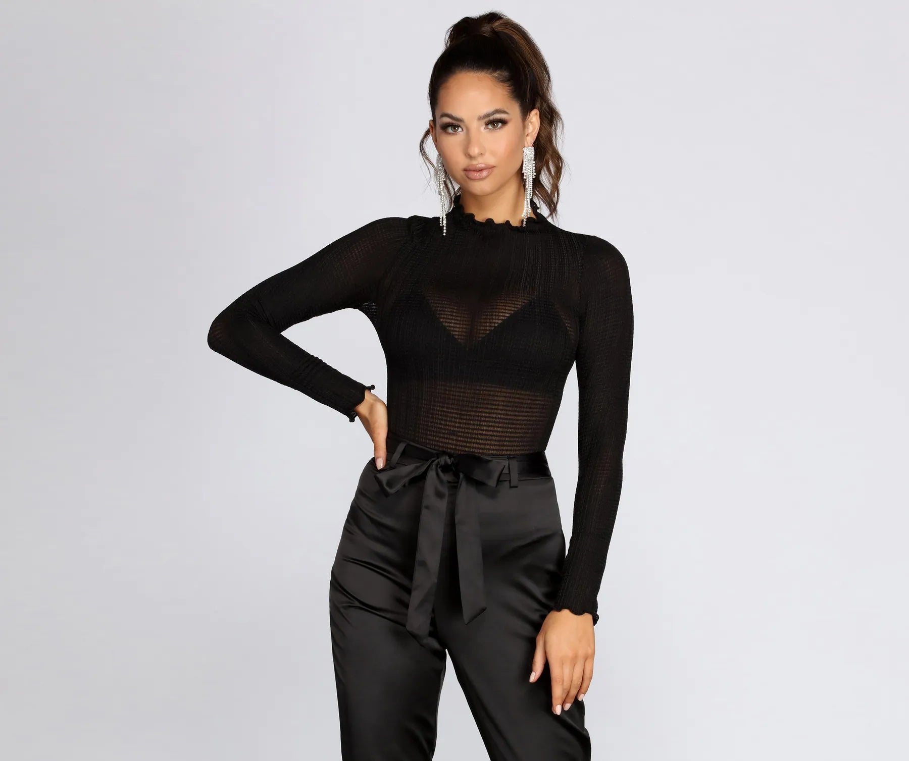 Button - Down Women Long Sleeve Top for a Classic StyleMerrow Edge Knit Bodysuit