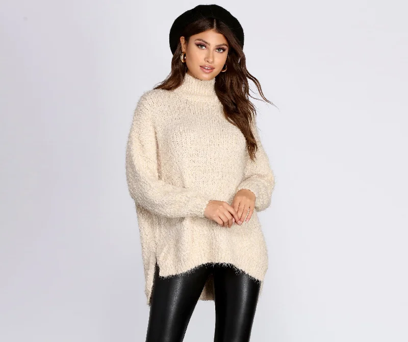 Lace - Trimmed Women Long Sleeve Top for an Elegant LookCozy On Up Sweater