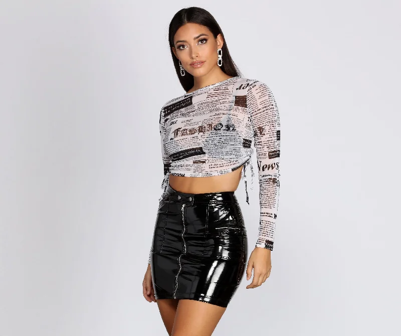 Button - Down Women Long Sleeve Top for a Classic StyleMiss Extra Mesh Crop Top