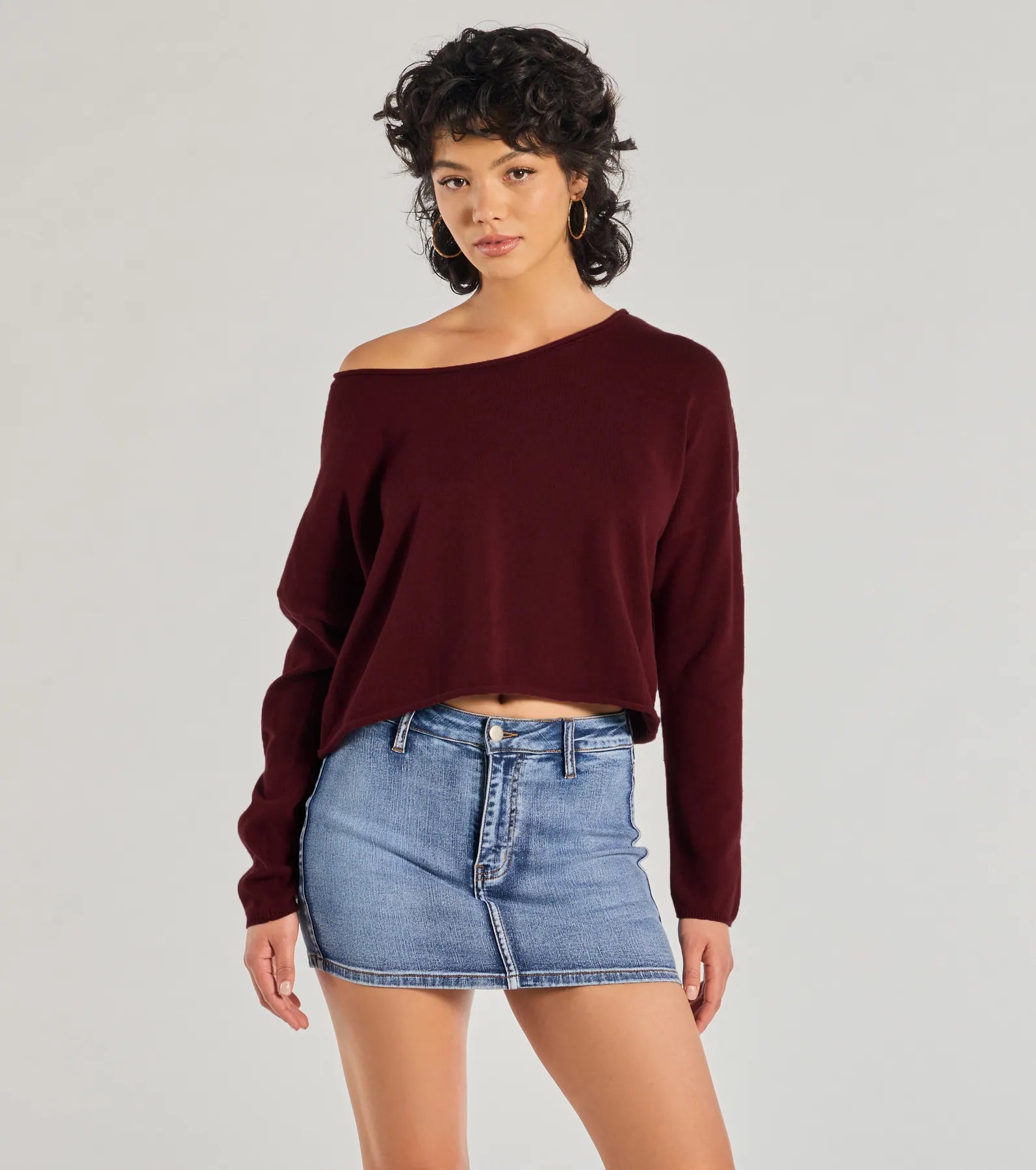 Wrap - Style Women Long Sleeve Top for a Versatile FitClassic Chic Asymmetrical Cropped Pullover Sweater