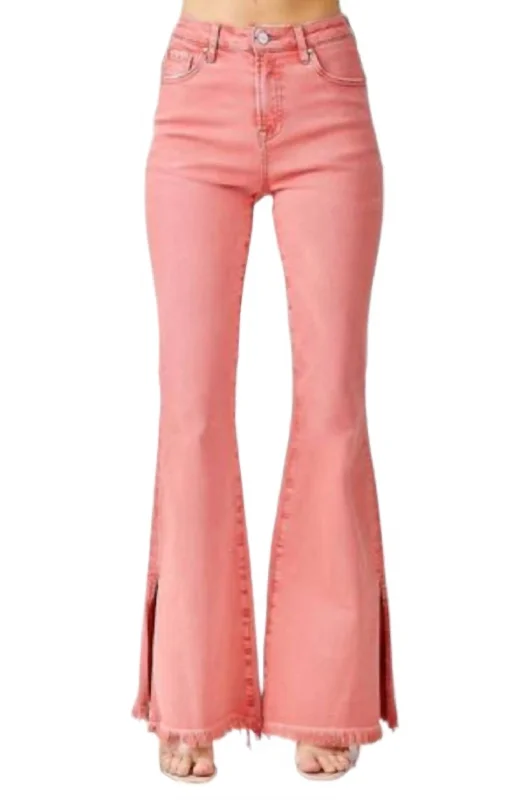 High Rise Flares In Peach Blossom