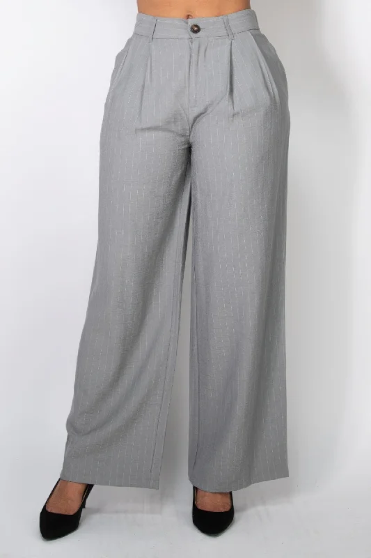 Straight - leg women trousers with a classic and timeless designHigh-rise Stripe Wide Leg Pants