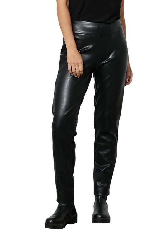 Linen women trousers for a breathable and summer - friendly choiceHigh-Waisted Faux Leather Pant In Black