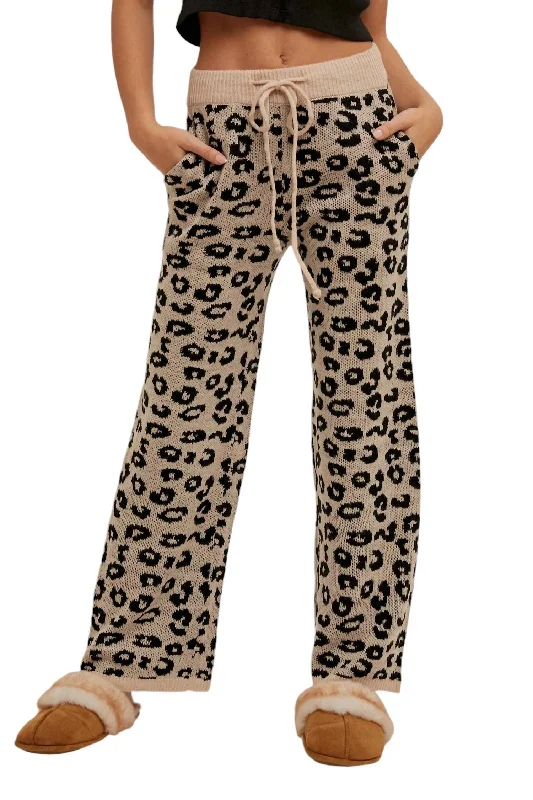 Tapered women trousers with a slimming effectLeopard Sweatpants In Tan