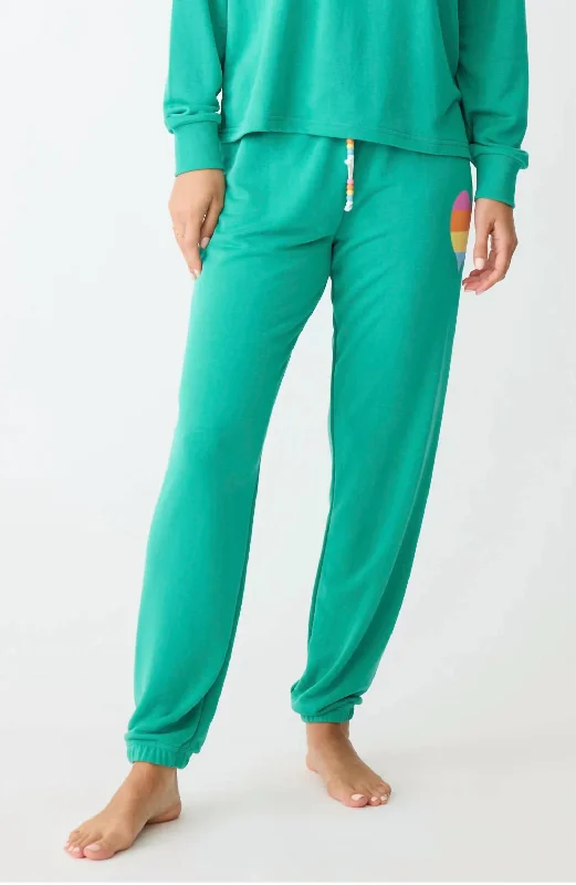 Elastic - waist women trousers for ultimate comfortLive In Color Banded Jogger Pants In Sea Green