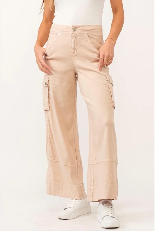 Jogger women trousers for a casual and sporty vibeMarvin Wide Leg Cargo Soft Seashell Pants In Orange