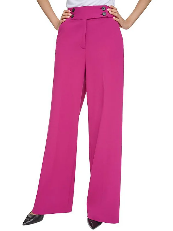 Leather women trousers for a bold and edgy lookPetites Womens High Rise Work Wear Wide Leg Pants