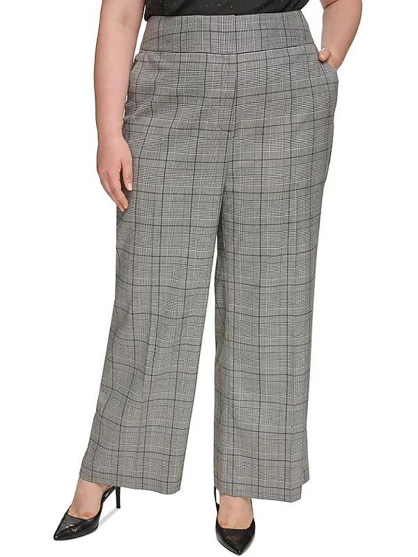 Denim women trousers for a durable and versatile optionPlus Womens Houndstooth Business Dress Pants