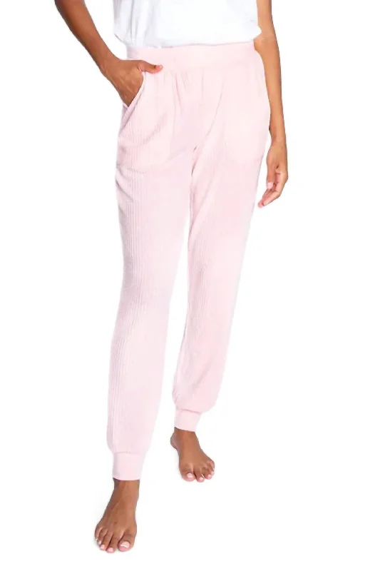 Straight - leg women trousers with a classic and timeless designPlush & Thermal Banded Pant In Pink Mist