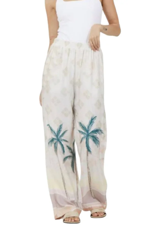 Wide - leg women trousers for a modern and elegant styleSatin Wide Leg Pants In Summer Paradise