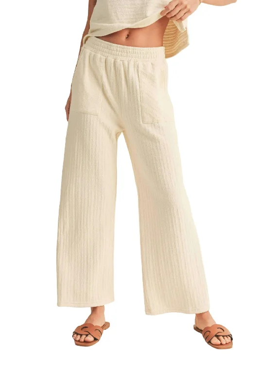 Straight - leg women trousers with a classic and timeless designTextured Stripe Knitted Pants In Cream