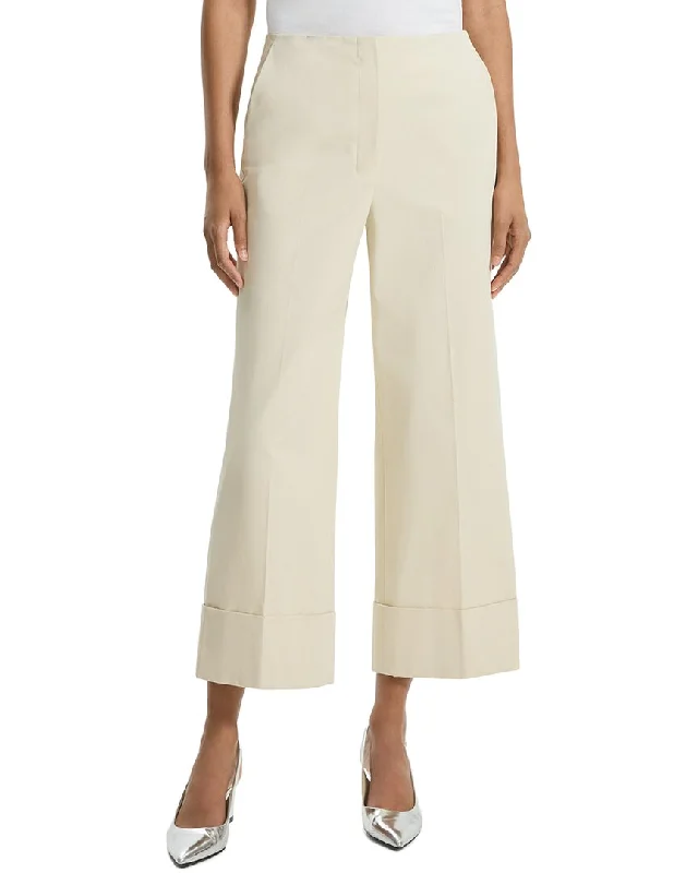 Metallic women trousers for a glamorous and eye - catching styleTheory High-Waist Cuffed Pant