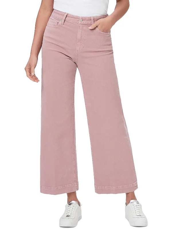 Elastic - waist women trousers for ultimate comfortWomens High Rise Cropped Wide Leg Pants