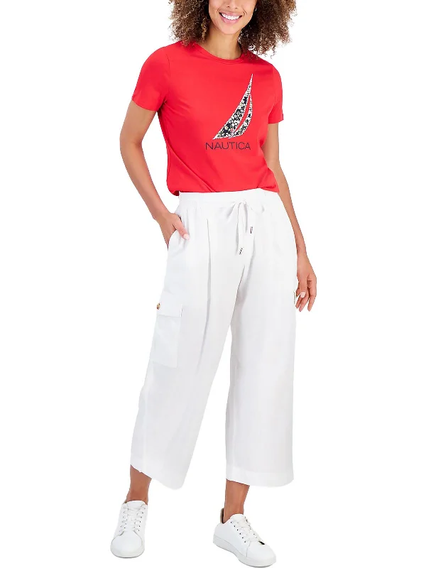 Culottes women trousers with a unique and trendy silhouetteWomens High Rise Drawstring Cargo Pants