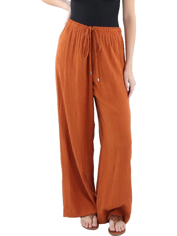 Palazzo women trousers for a flowy and comfortable feelWomens High Rise Drawstring Wide Leg Pants