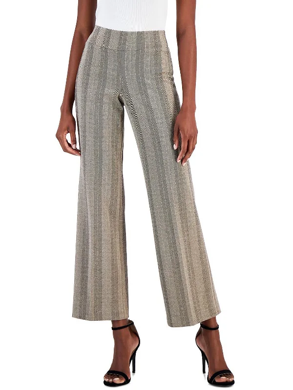 Striped women trousers with a nautical or modern patternWomens Knit High Rise Wide Leg Pants