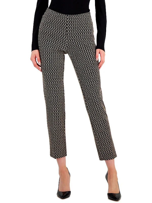 Leather women trousers for a bold and edgy lookWomens Mid Rise Work Wear Ankle Pants