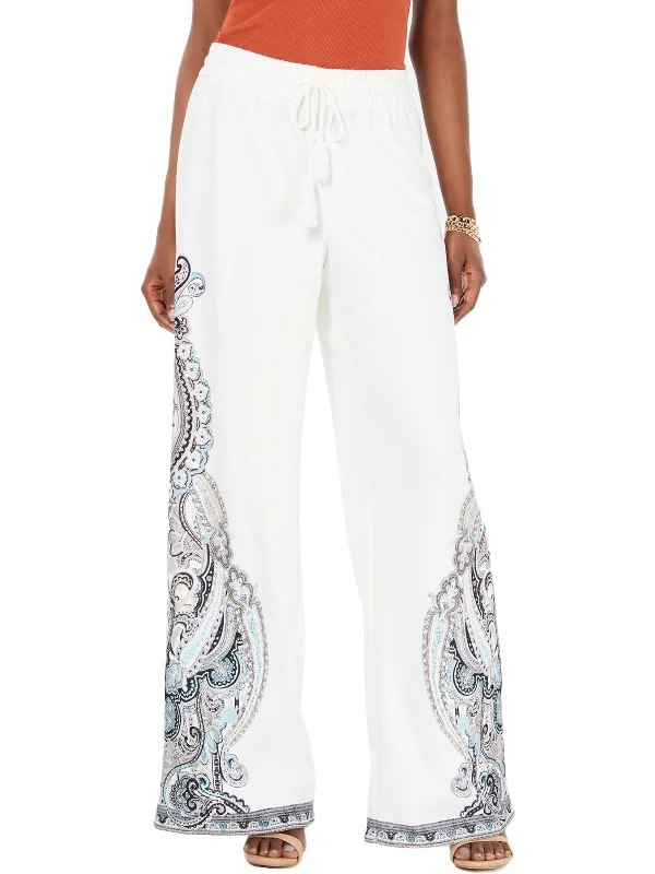 Metallic women trousers for a glamorous and eye - catching styleWomens Paisley Flare Wide Leg Pants