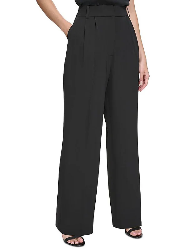 Striped women trousers with a nautical or modern patternWomens Pleated High Rise Wide Leg Pants