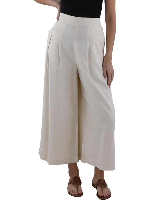 Cargo women trousers with multiple pockets for added functionalityWomens Pleated High Rise Wide Leg Pants