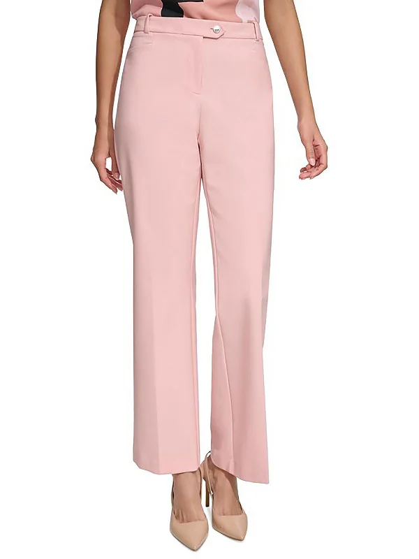 Pleated women trousers for a sophisticated and formal lookWomens Stretch Mid Rise Straight Leg Pants