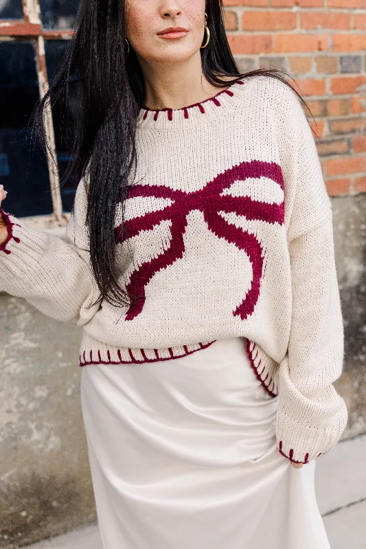 Sequin - Embellished Women Sweater for Special OccasionsBow Knit Oversized Sweater