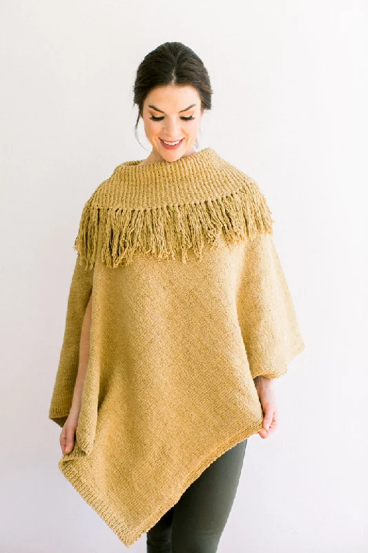 Floral Print Women Sweater for a Feminine AppealEuralie Fringe Poncho in Ethiopian Cotton