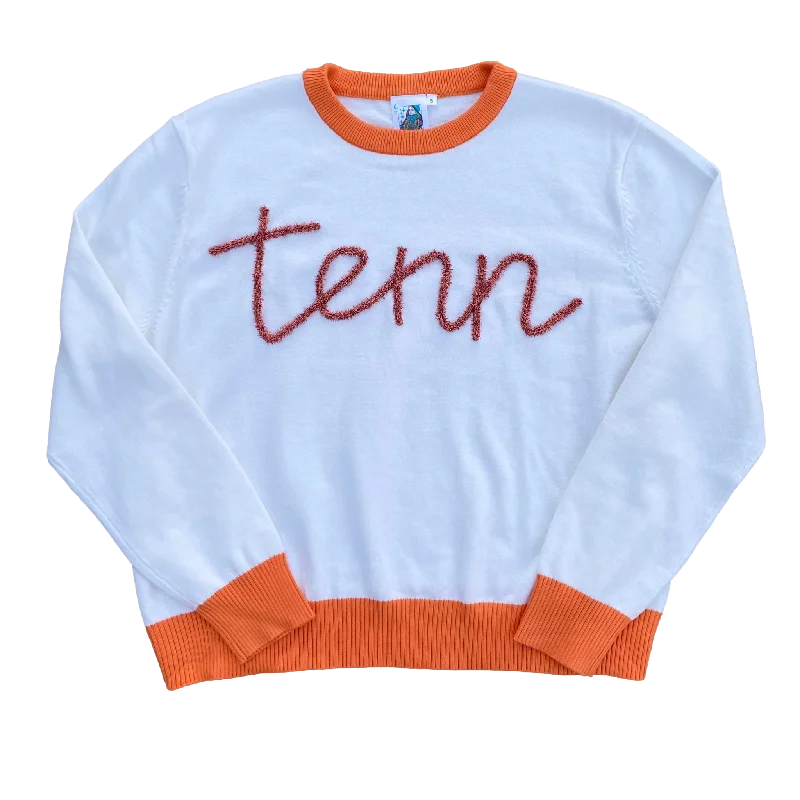 Cable - Knit Women Sweater with Intricate PatternsLicensed- Glitter Script "Tenn" Long Sleeve Sweater