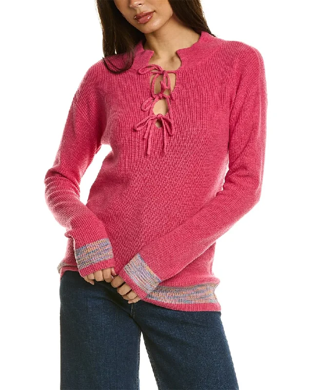 Floral Print Women Sweater for a Feminine AppealKier+J Tie Neck Wool & Cashmere-Blend Sweater