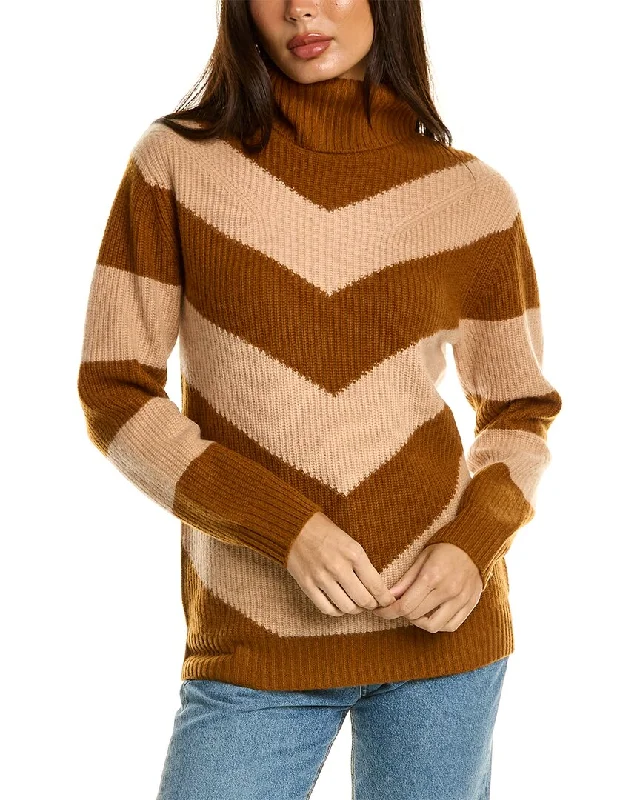 Cable - Knit Women Sweater with Intricate PatternsMagaschoni Mock Neck Mitered Rib Cashmere Sweater