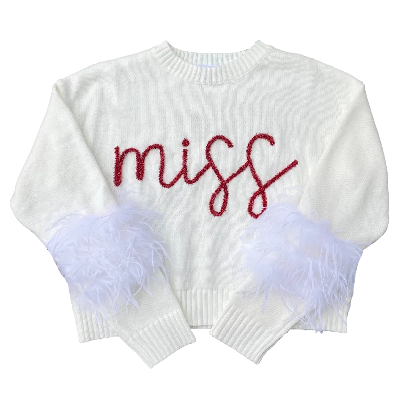 Hooded Women Sweater for Added Comfort and Style“Miss” Feather Sleeve Sweater