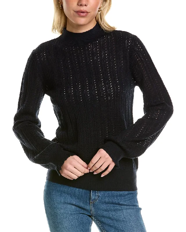 Turtleneck Women Sweater for a Classic and Elegant StyleMT by Madeleine Thompson Balloon Sleeve Wool-Blend Top