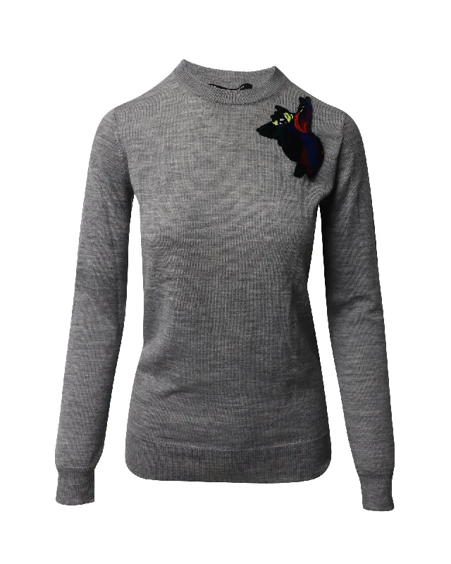 Floral Print Women Sweater for a Feminine AppealProenza Schouler Patch Sweater in Grey Wool