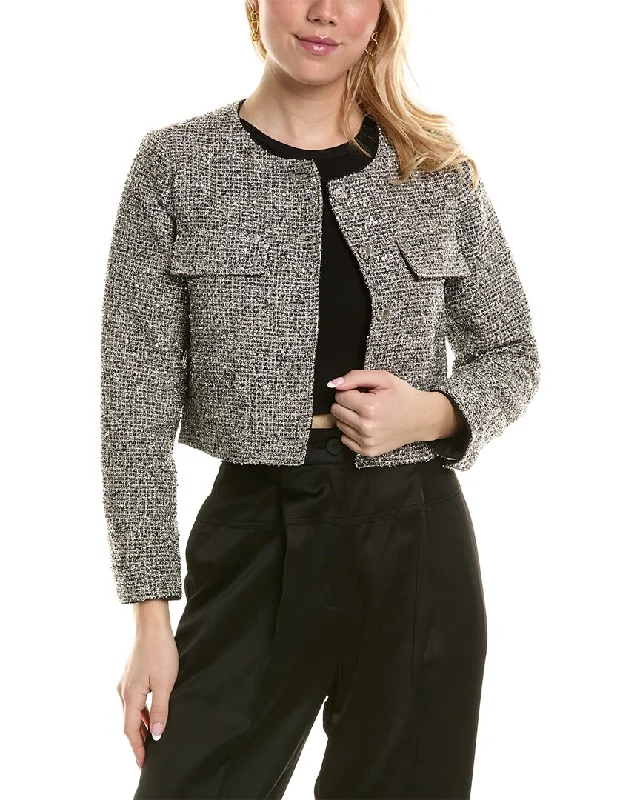 Button - Down Women Sweater for a Versatile LookREVERIEE Cropped Tweed Jacket