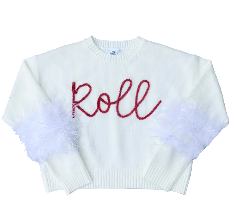 Organic Cotton Women Sweater for an Eco - Friendly Choice"Roll" Feather Sleeve Sweater- licensed