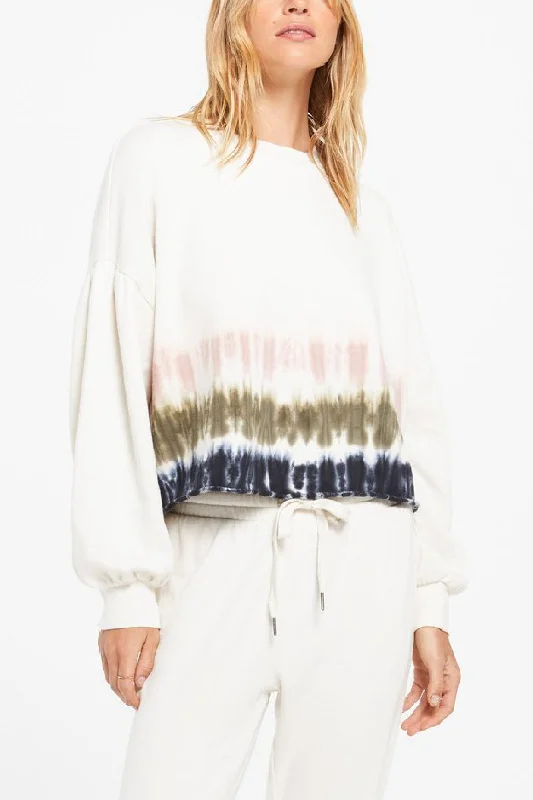 V - Neck Women Sweater to Elongate the NecklineTempest Stripe Tie-Dye Pullover