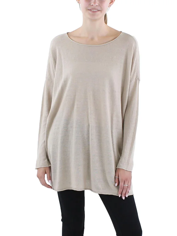 Plus - Size Women Sweater with a Flattering FitWomens Organic Linen Blend Organic Linen Tunic Sweater