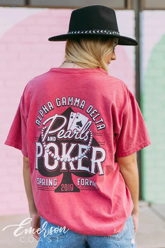 Plus Size Women T Shirt for a Comfortable and Flattering FitAlpha Gamma Delta Pearls and Poker Spring Formal Tee