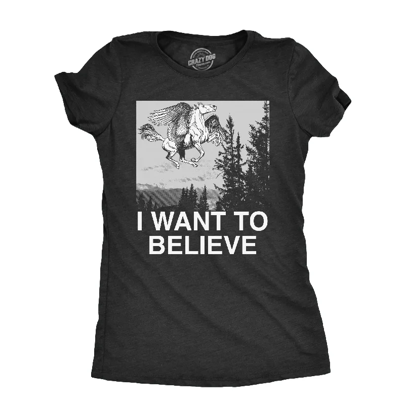 Ringer T Shirt Women with Retro - Inspired StripesI Want To Believe Pegasus Women's T Shirt