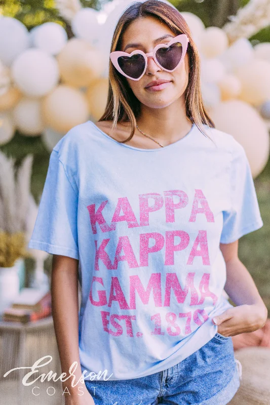 Crew Neck Women T Shirt with a Timeless DesignKappa Kappa Gamma Retro Blue Mineral Wash Tee