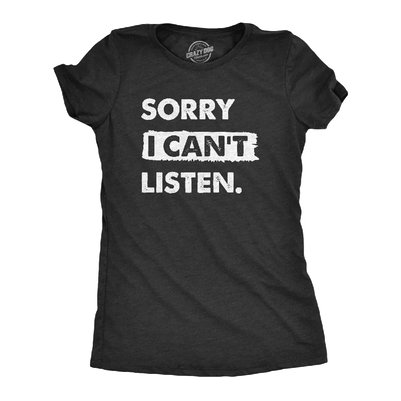 Ringer T Shirt Women with Retro - Inspired StripesSorry I Cant Listen Women's T Shirt