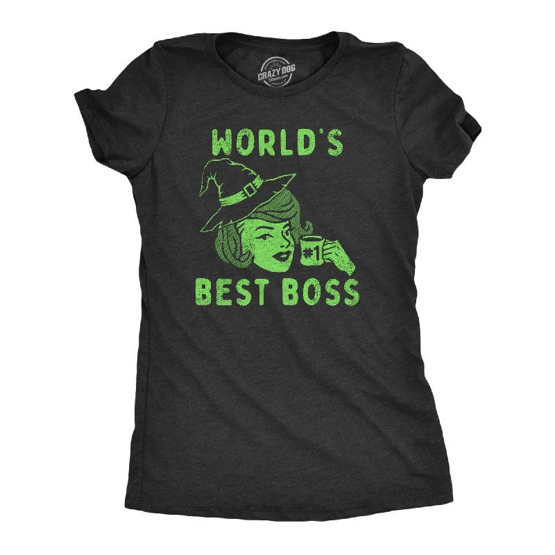 Striped Women T Shirt in a Classic PatternWorlds Best Boss Witch Women's T Shirt