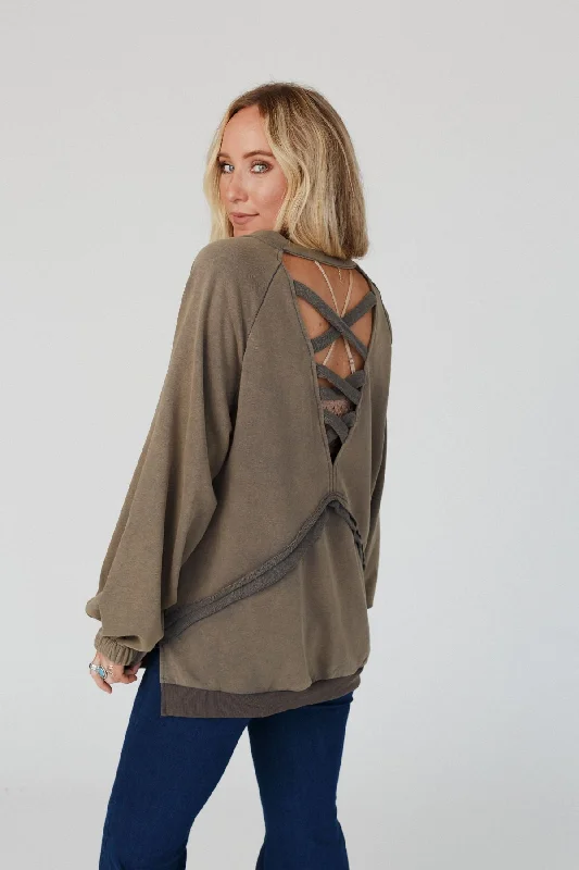 Button - Down Women Sweater for a Versatile LookCrossed Paths Sweatshirt - Dusty Charcoal