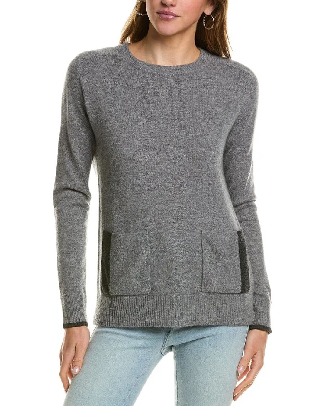 Color - Blocked Women Sweater for a Bold Fashion StatementInCashmere Crewneck Cashmere Sweater