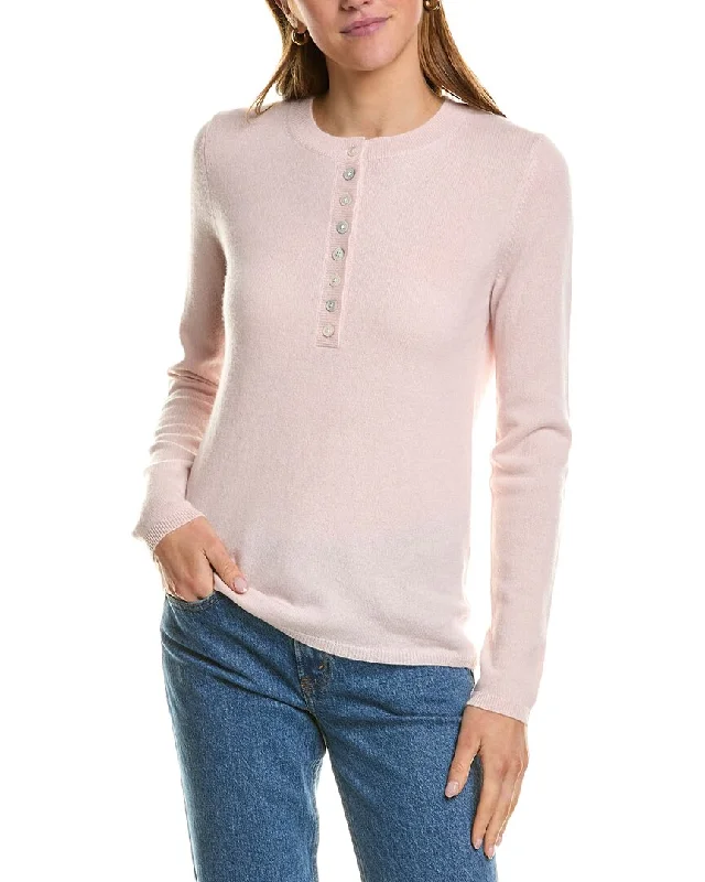 Long - Sleeve Women Sweater with Ribbed CuffsInCashmere Henley Cashmere Sweater