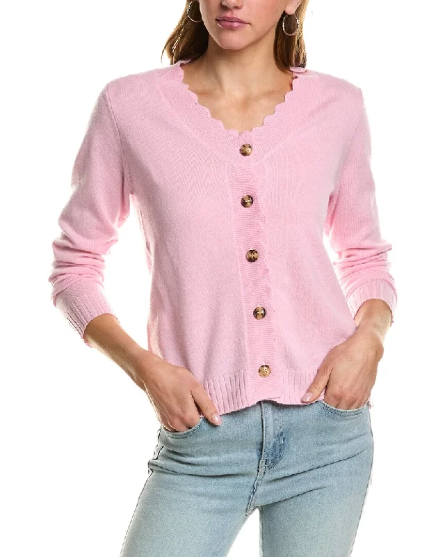 Hooded Women Sweater for Added Comfort and StyleKier + J Scallop Wool & Cashmere-Blend Cardigan